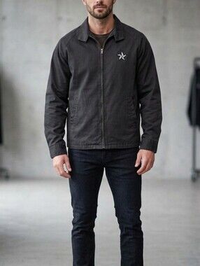 Vintage Lucky 13 Supernaturally Zip-Up Jacket Men's L Black Made in USA 80s 90s